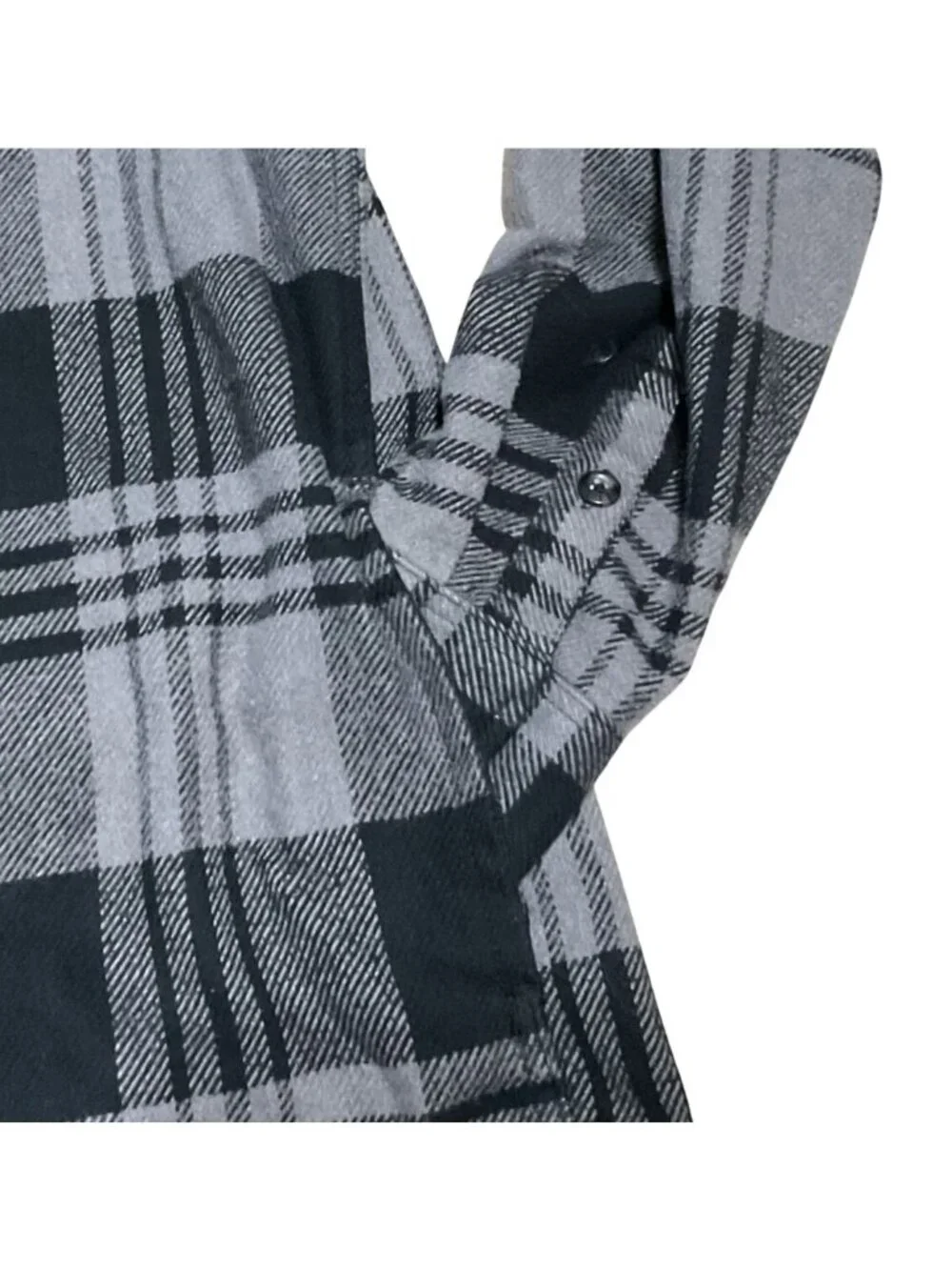 Orvis Flannel Shacket XL Heavy Duty Gray & Black Plaid Cotton Blend With Pockets